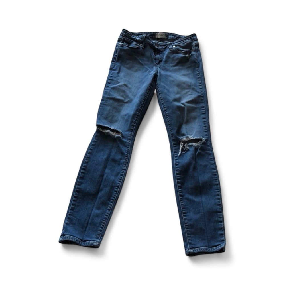 Womens paige verdugo ankle ripped knee distressed skinny jean size 28